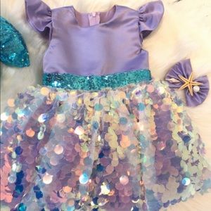 Mermaid theme baby girls dress for birthday